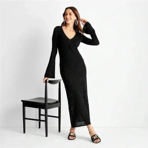 NWT Long Sleeve Open-Work Stitch Midi Dress - Future Collective with Jenny Lopez